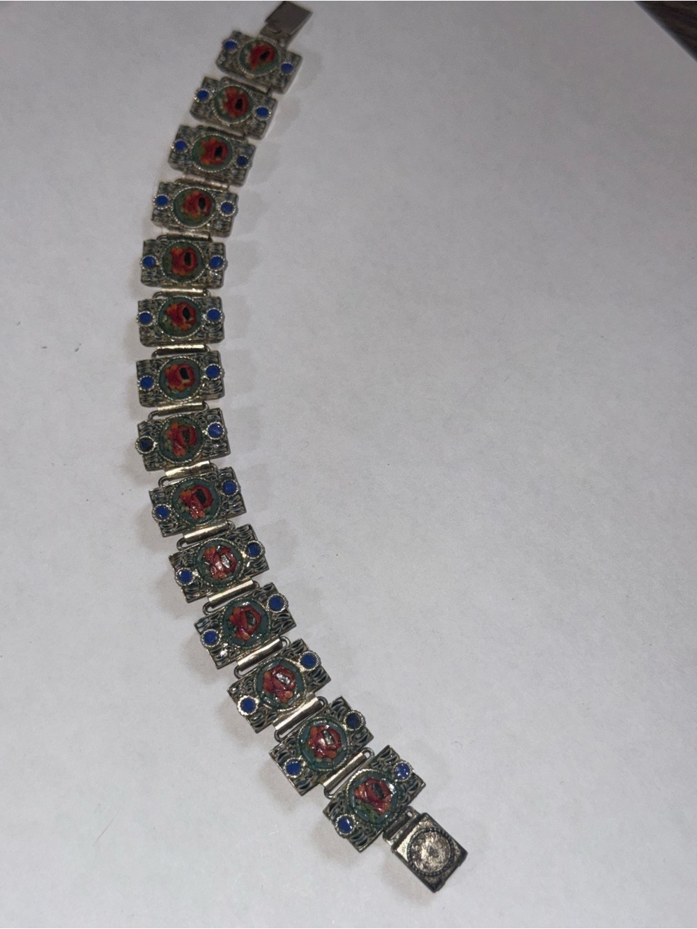 Vintage Italian Micro mosaic bracelet 12 complete panels Mosaic on clasp missing
